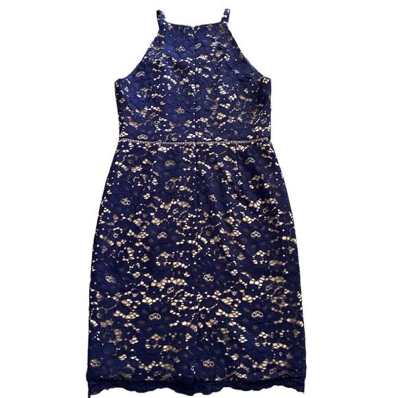 Vince Camuto | Allover Lace Halter Midi Dress, Size 12 - Picture 5 of 13